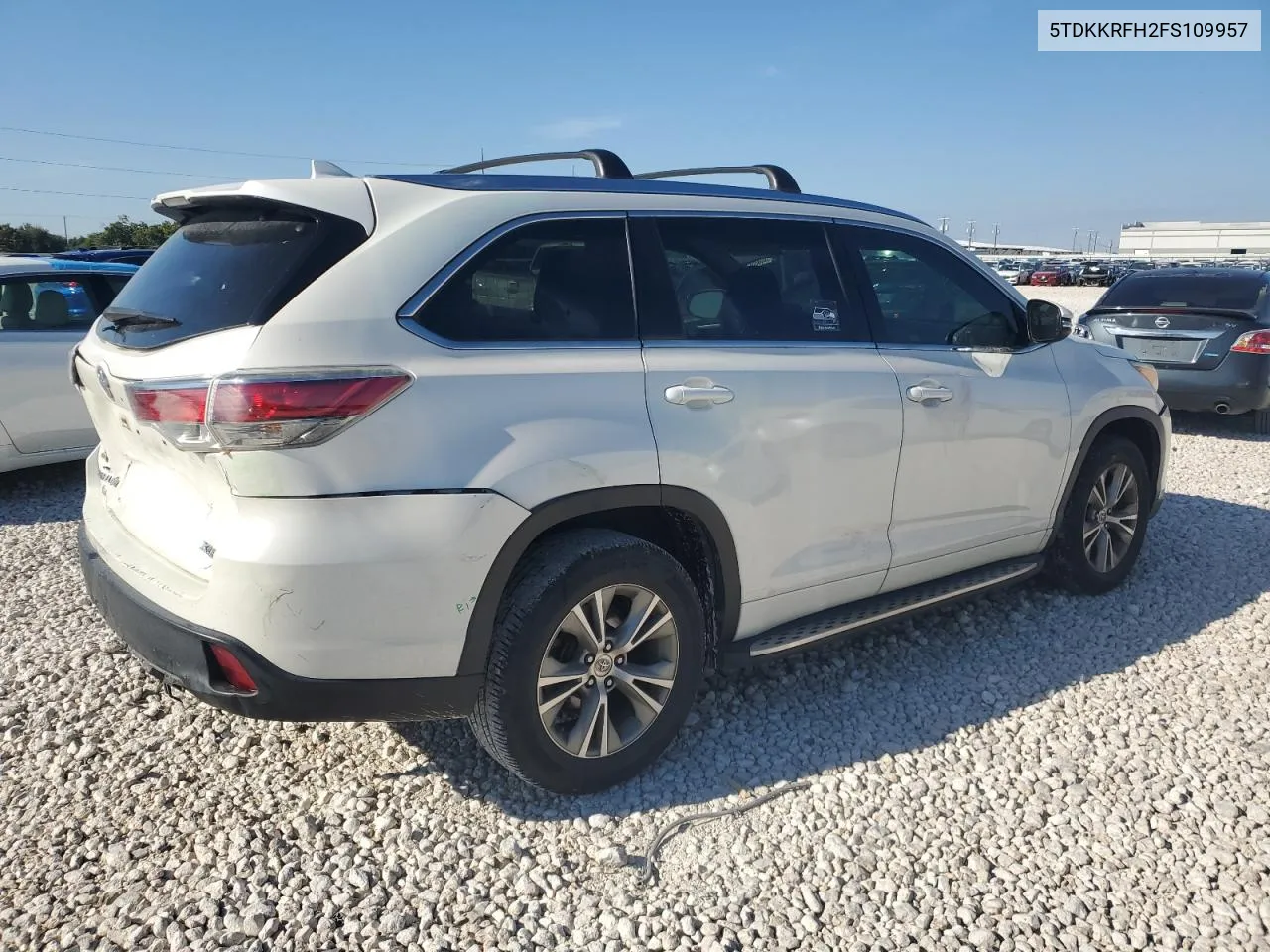 2015 Toyota Highlander Xle VIN: 5TDKKRFH2FS109957 Lot: 70756184