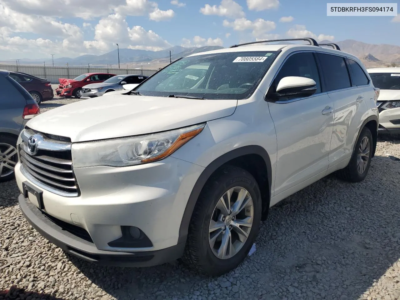 2015 Toyota Highlander Le VIN: 5TDBKRFH3FS094174 Lot: 70805584