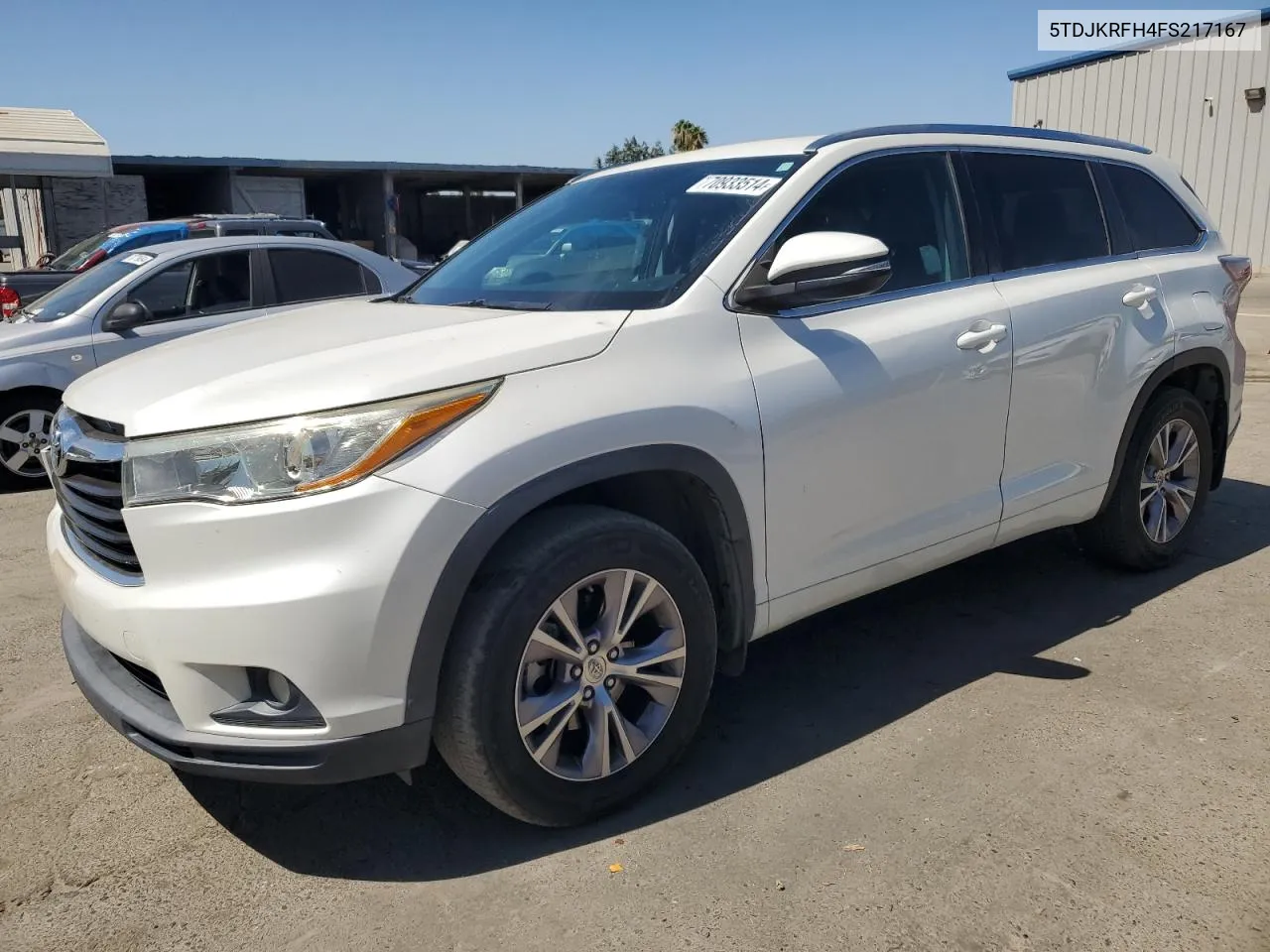 2015 Toyota Highlander Xle VIN: 5TDJKRFH4FS217167 Lot: 70933514