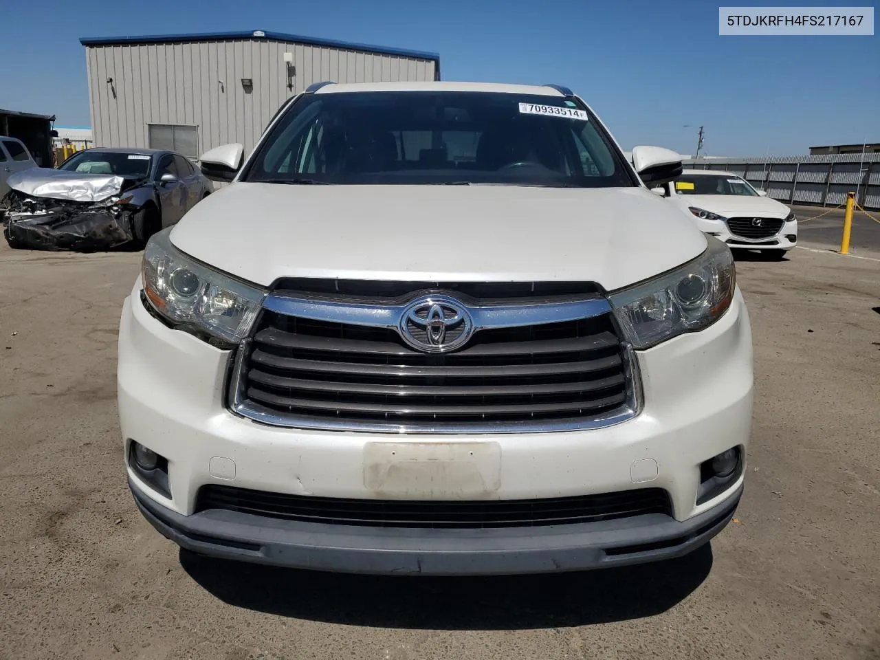 2015 Toyota Highlander Xle VIN: 5TDJKRFH4FS217167 Lot: 70933514