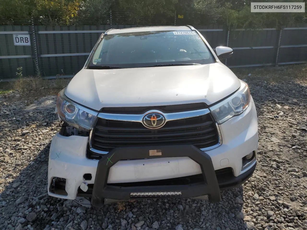 2015 Toyota Highlander Limited VIN: 5TDDKRFH6FS117259 Lot: 71270674