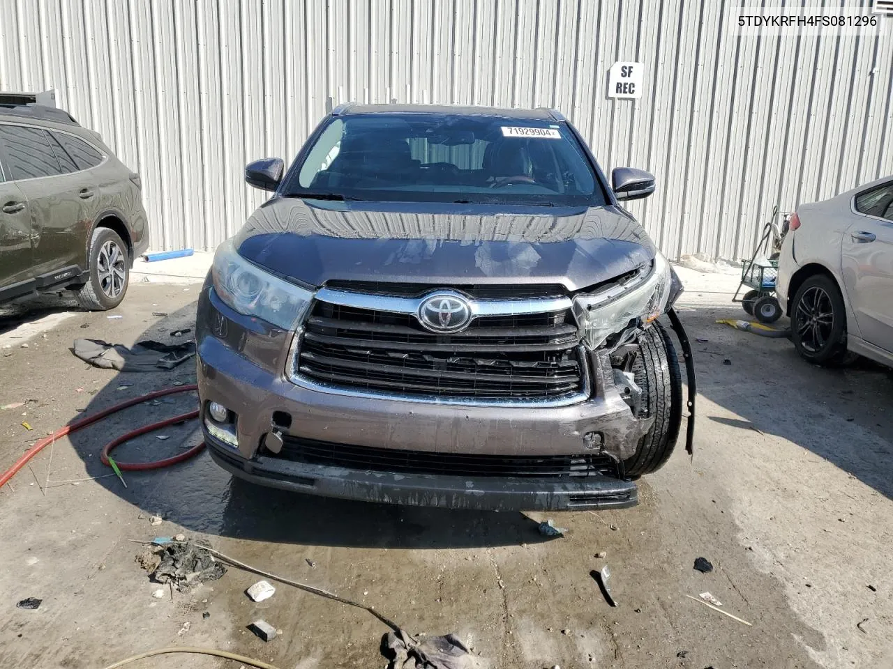 2015 Toyota Highlander Limited VIN: 5TDYKRFH4FS081296 Lot: 71929904