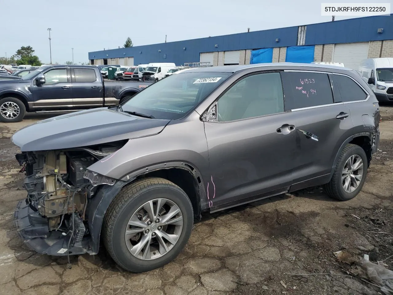 2015 Toyota Highlander Xle VIN: 5TDJKRFH9FS122250 Lot: 72362154