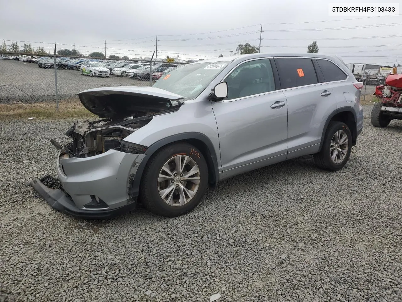 2015 Toyota Highlander Le VIN: 5TDBKRFH4FS103433 Lot: 72800464