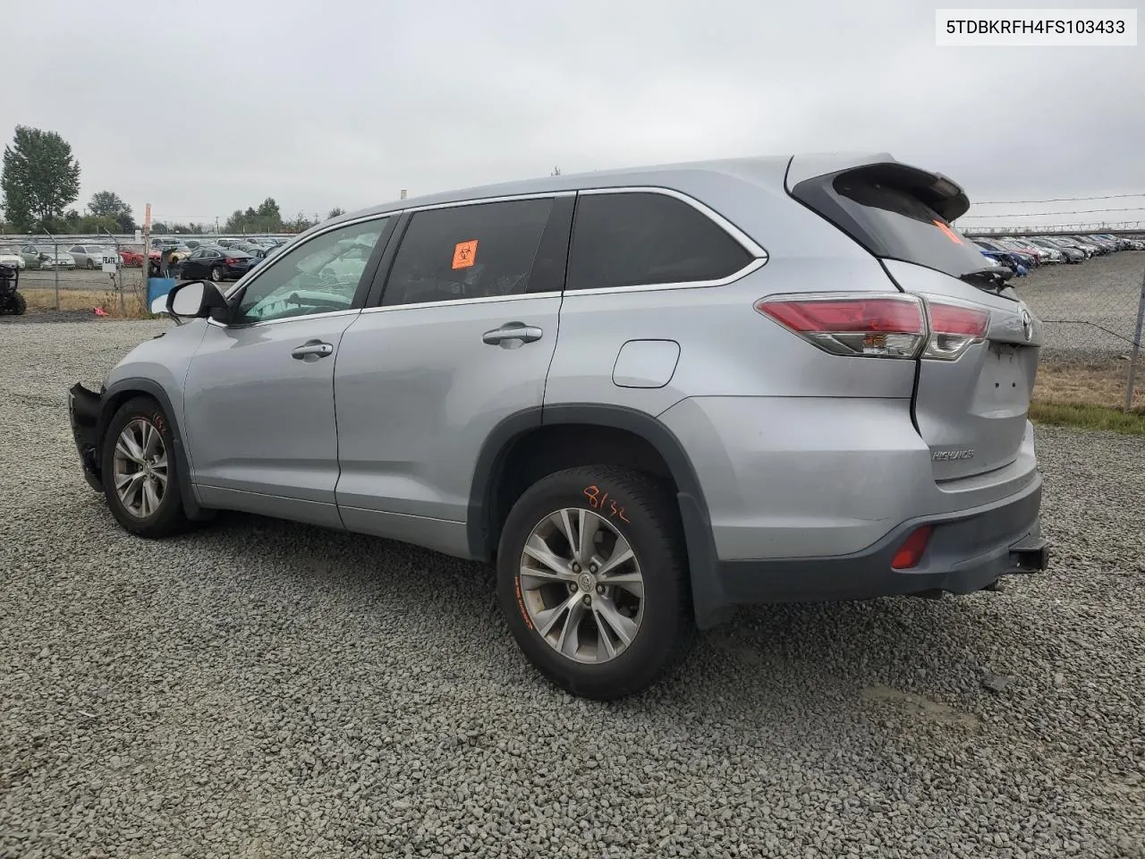 2015 Toyota Highlander Le VIN: 5TDBKRFH4FS103433 Lot: 72800464