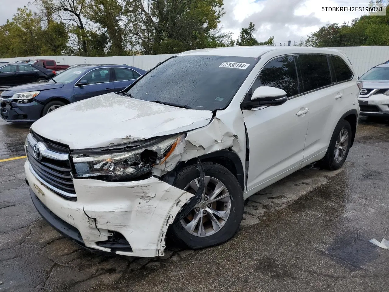 5TDBKRFH2FS196078 2015 Toyota Highlander Le