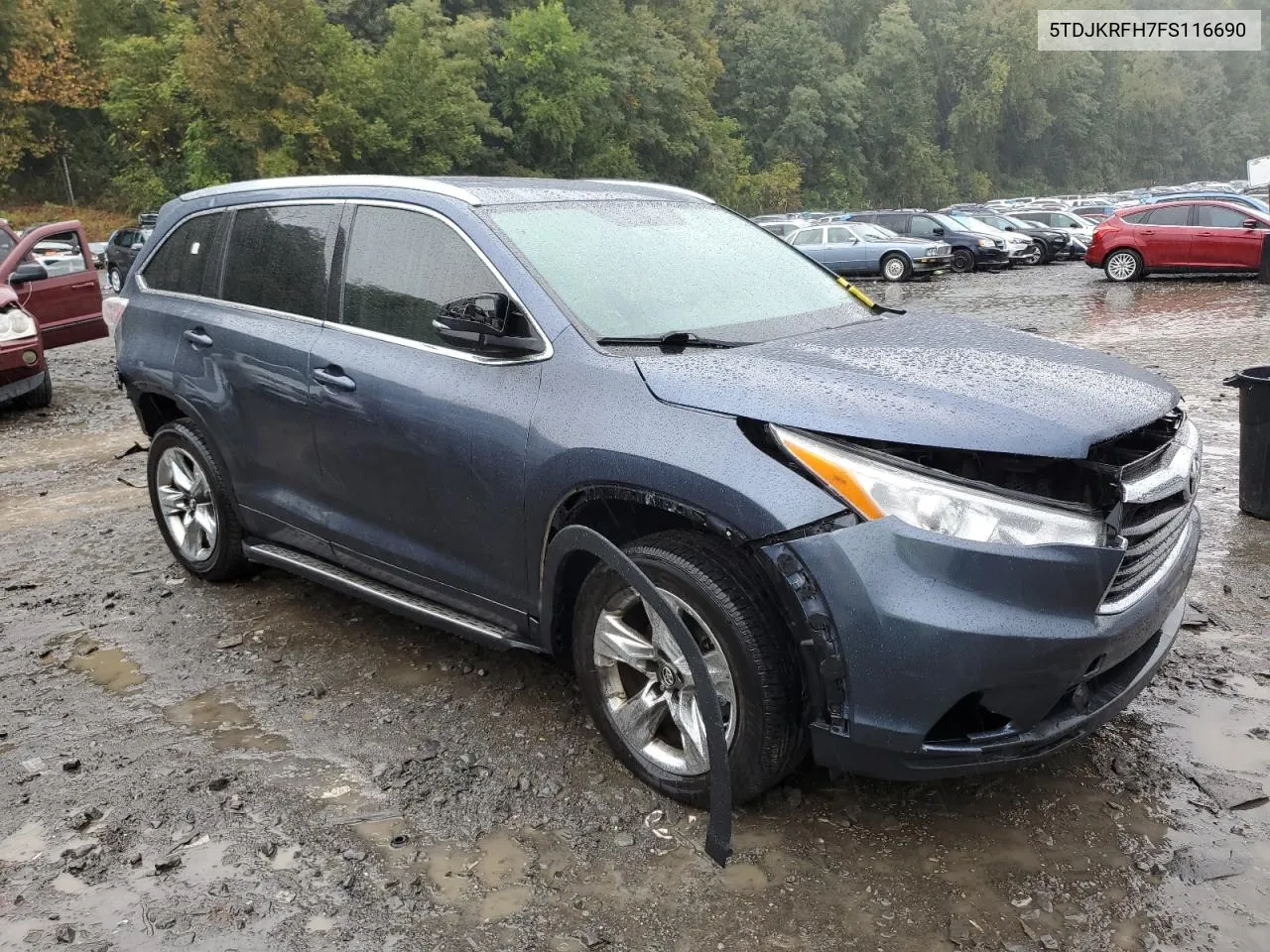 2015 Toyota Highlander Xle VIN: 5TDJKRFH7FS116690 Lot: 73169484