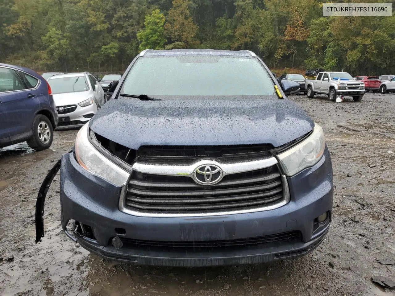 5TDJKRFH7FS116690 2015 Toyota Highlander Xle