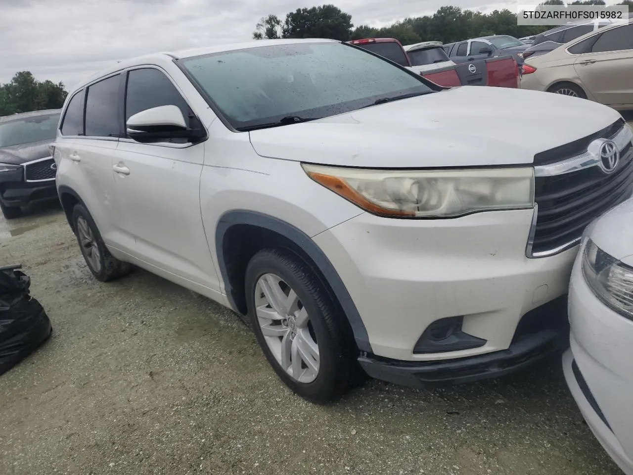 5TDZARFH0FS015982 2015 Toyota Highlander Le