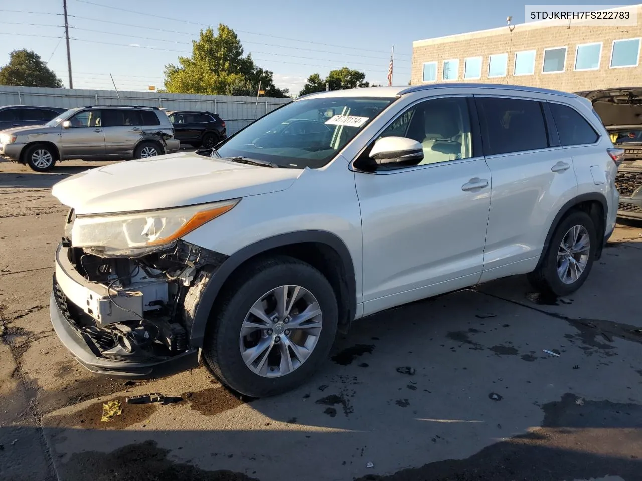 2015 Toyota Highlander Xle VIN: 5TDJKRFH7FS222783 Lot: 74770114