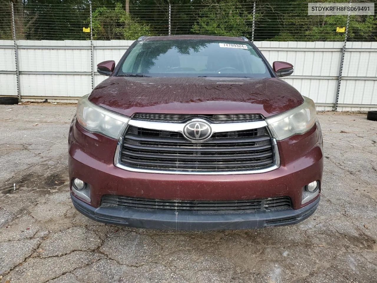 2015 Toyota Highlander Limited VIN: 5TDYKRFH8FS069491 Lot: 74789324