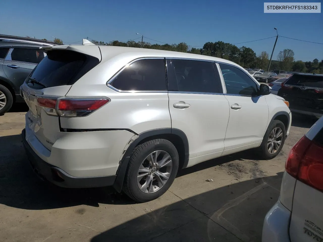 2015 Toyota Highlander Le VIN: 5TDBKRFH7FS183343 Lot: 75235524