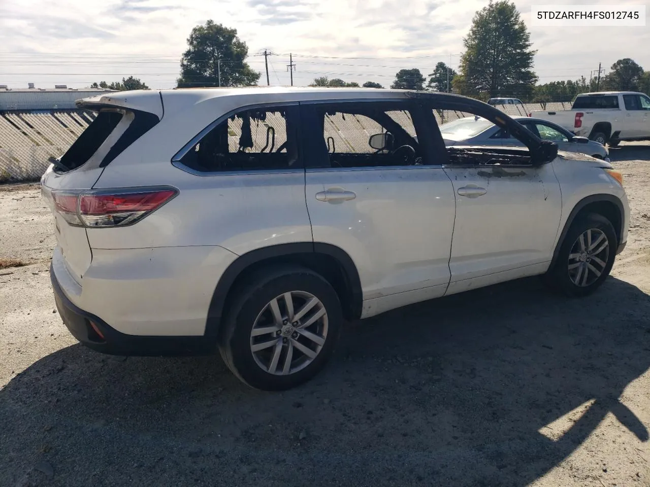 2015 Toyota Highlander Le VIN: 5TDZARFH4FS012745 Lot: 75236014