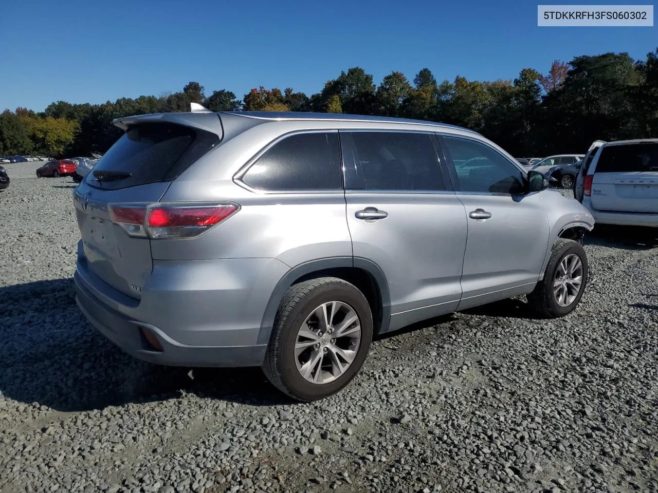 2015 Toyota Highlander Xle VIN: 5TDKKRFH3FS060302 Lot: 75731884