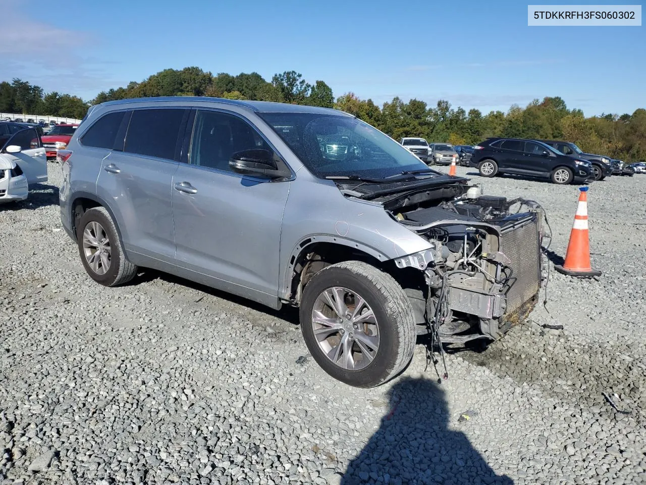 2015 Toyota Highlander Xle VIN: 5TDKKRFH3FS060302 Lot: 75731884