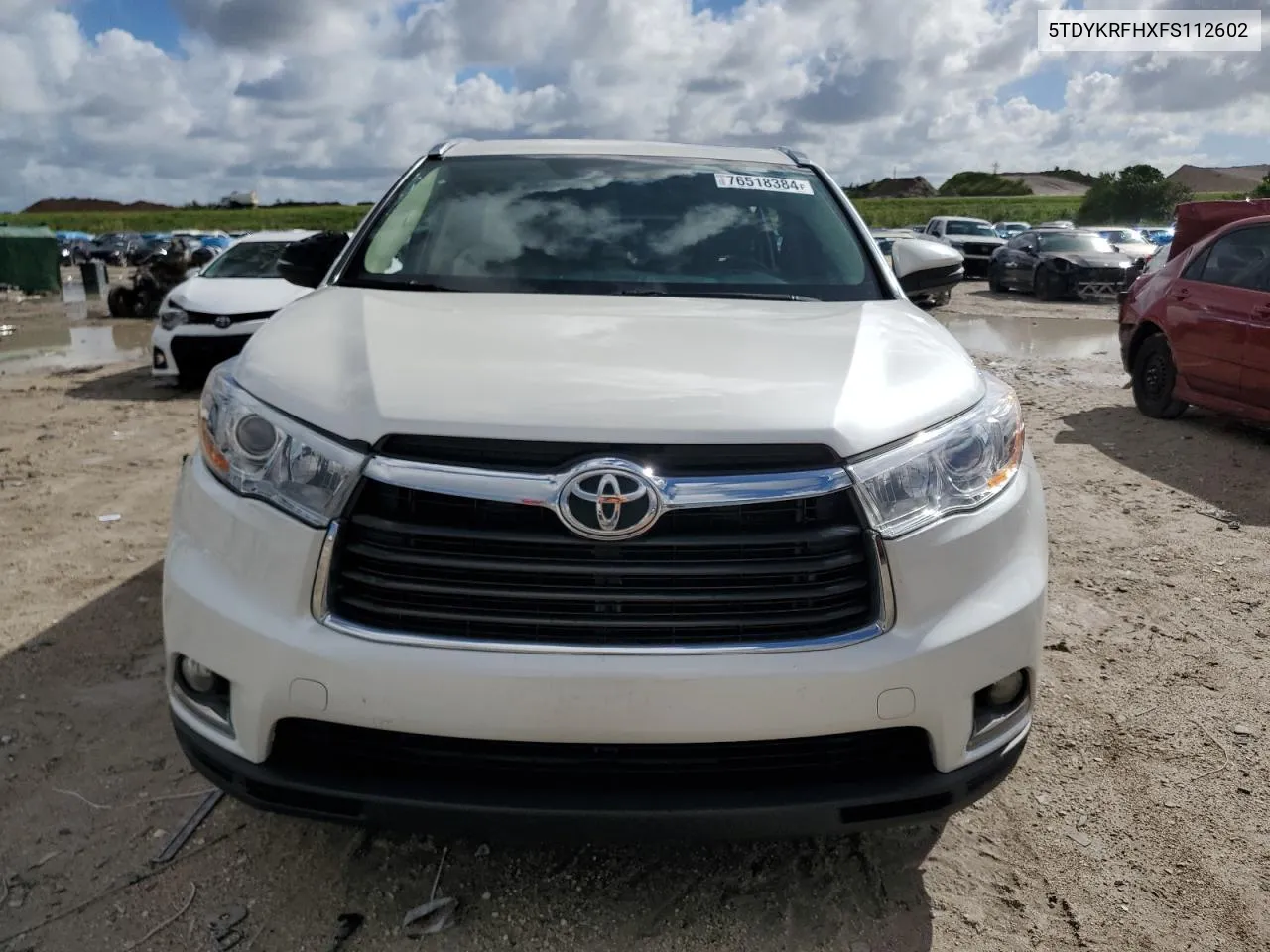 2015 Toyota Highlander Limited VIN: 5TDYKRFHXFS112602 Lot: 76518384