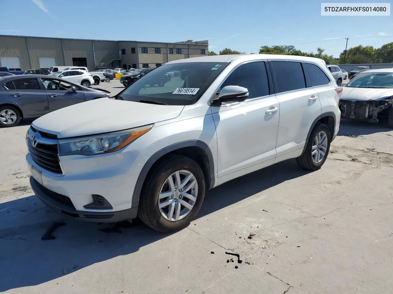 2015 Toyota Highlander Le VIN: 5TDZARFHXFS014080 Lot: 76619514