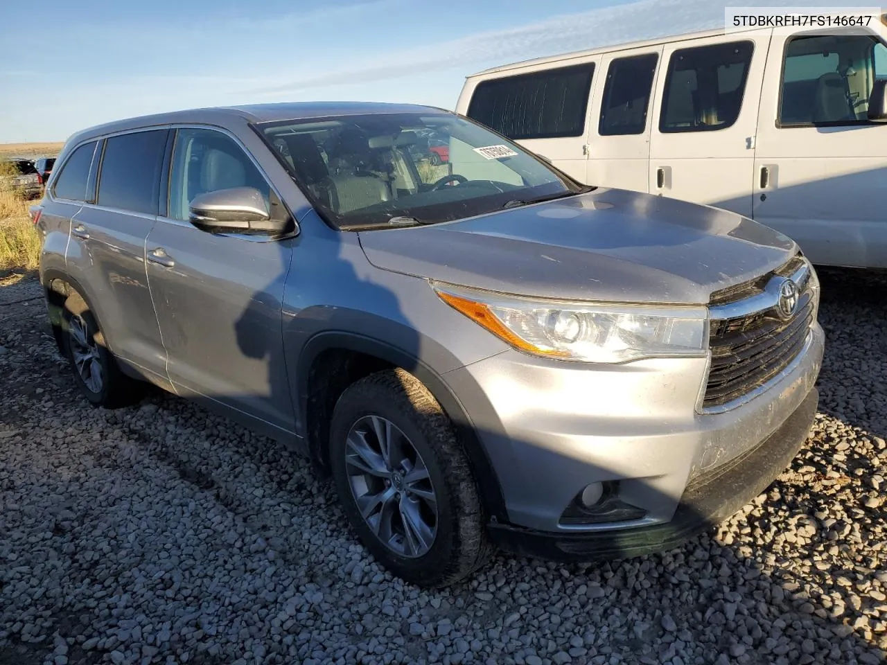 2015 Toyota Highlander Le VIN: 5TDBKRFH7FS146647 Lot: 76750814