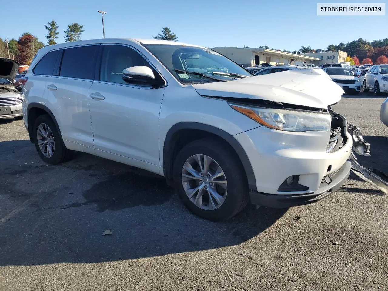 2015 Toyota Highlander Le VIN: 5TDBKRFH9FS160839 Lot: 77180264