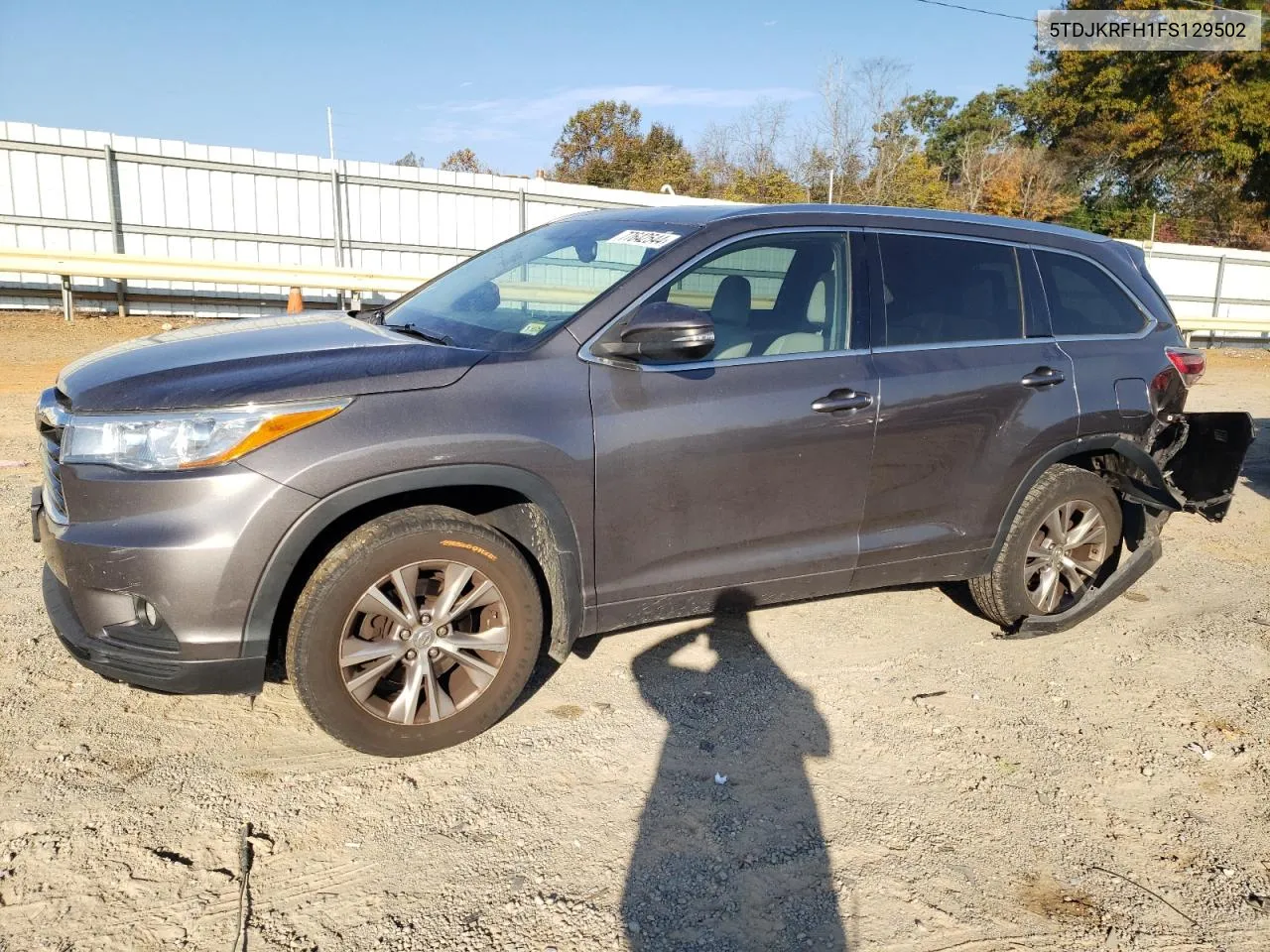 2015 Toyota Highlander Xle VIN: 5TDJKRFH1FS129502 Lot: 77642544