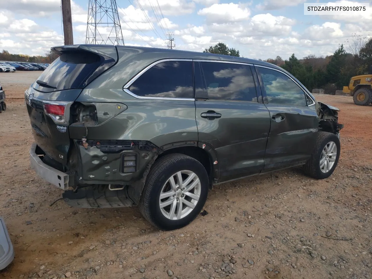 2015 Toyota Highlander Le VIN: 5TDZARFH7FS010875 Lot: 77834364