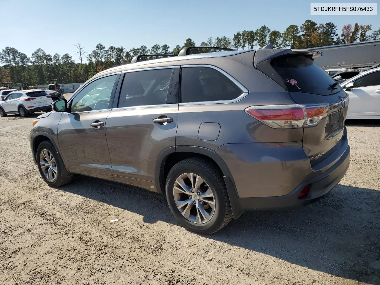 2015 Toyota Highlander Xle VIN: 5TDJKRFH5FS076433 Lot: 77942034