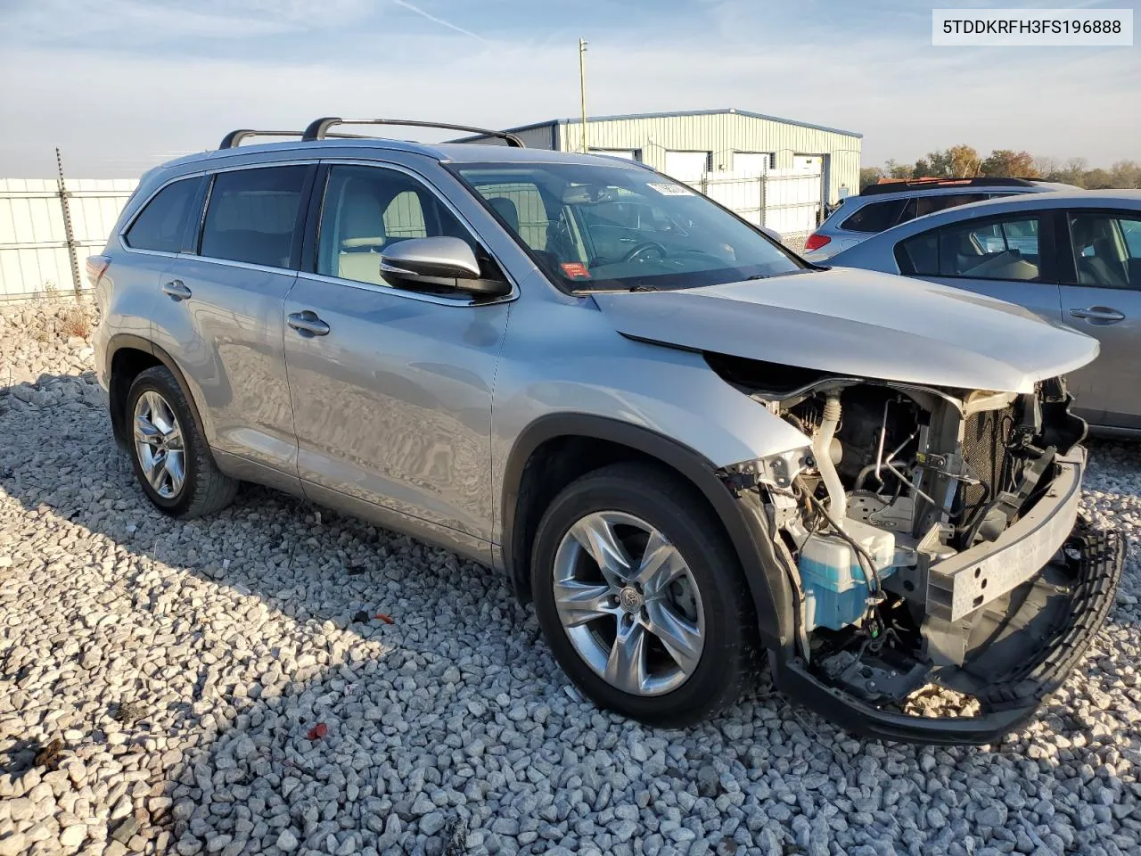 2015 Toyota Highlander Limited VIN: 5TDDKRFH3FS196888 Lot: 77985724