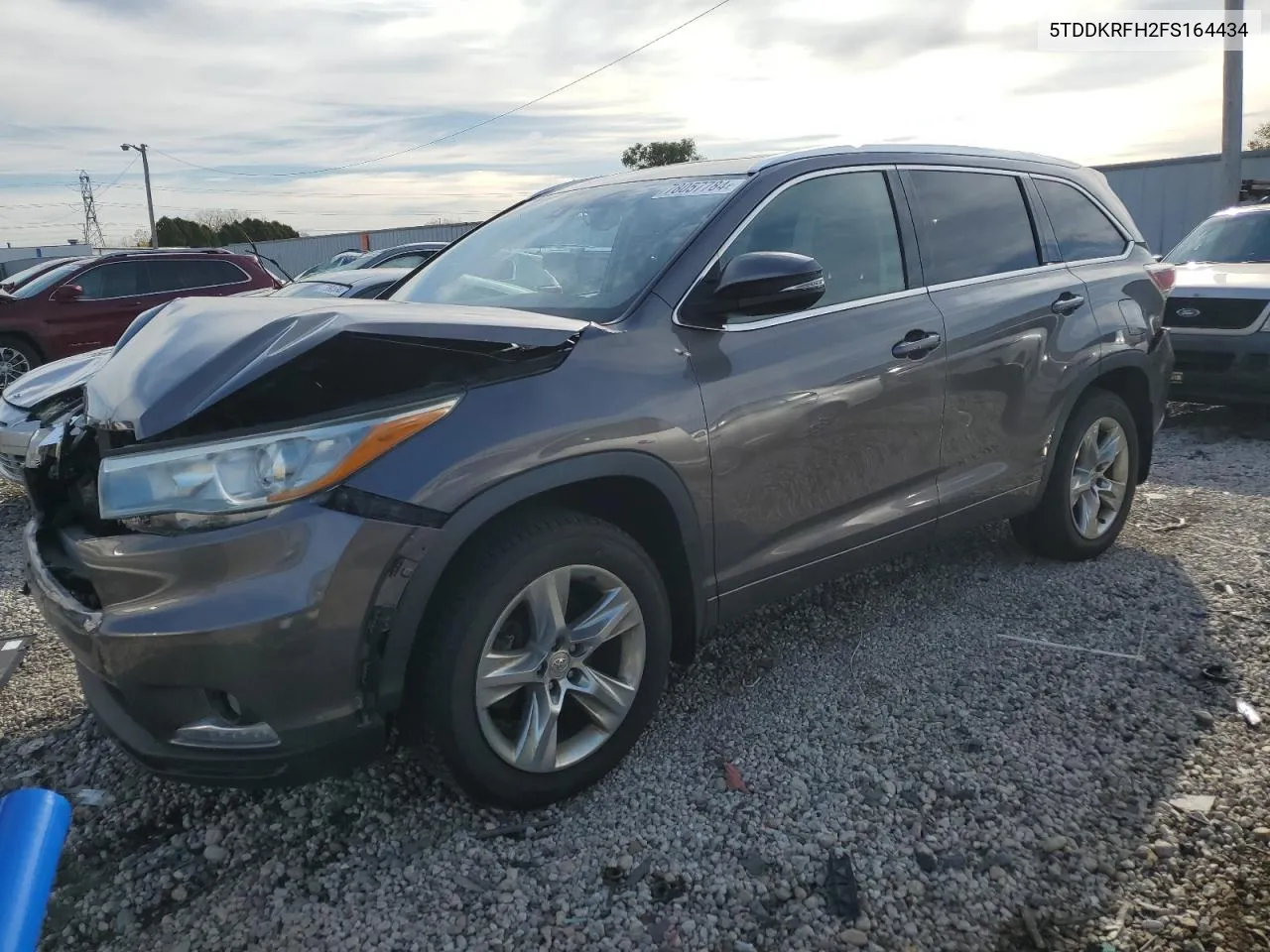 2015 Toyota Highlander Limited VIN: 5TDDKRFH2FS164434 Lot: 78057784