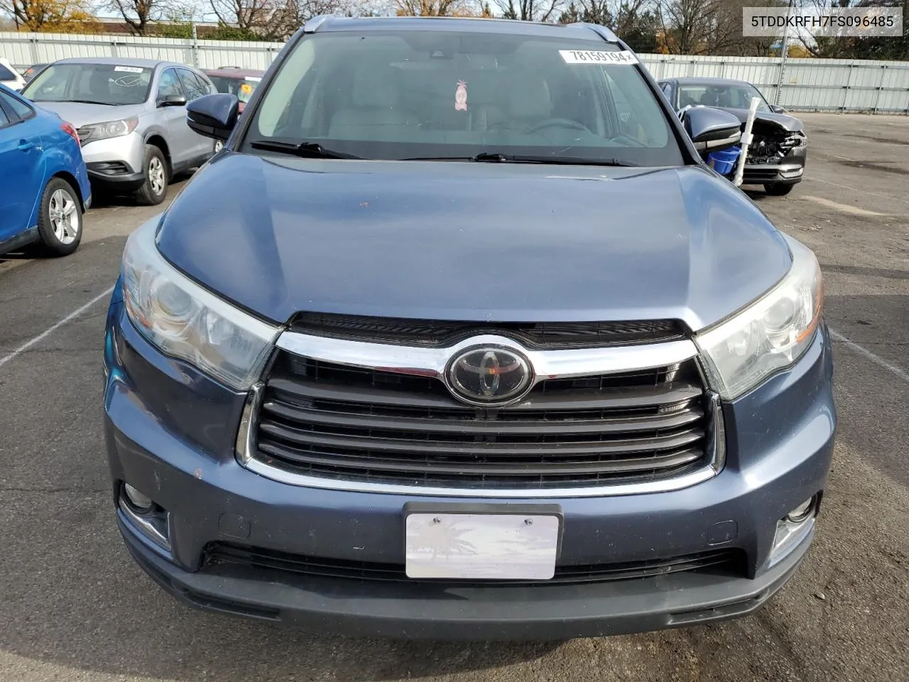 2015 Toyota Highlander Limited VIN: 5TDDKRFH7FS096485 Lot: 78159194