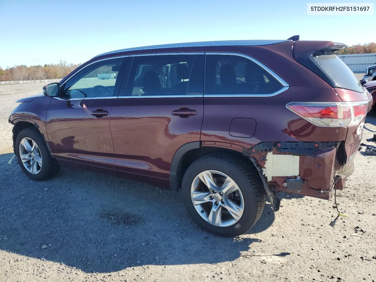 2015 Toyota Highlander Limited VIN: 5TDDKRFH2FS151697 Lot: 80495354