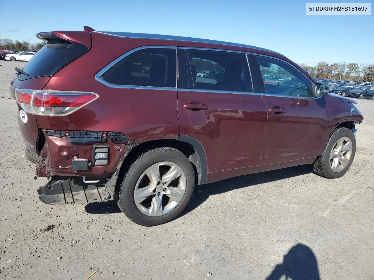 2015 Toyota Highlander Limited VIN: 5TDDKRFH2FS151697 Lot: 80495354