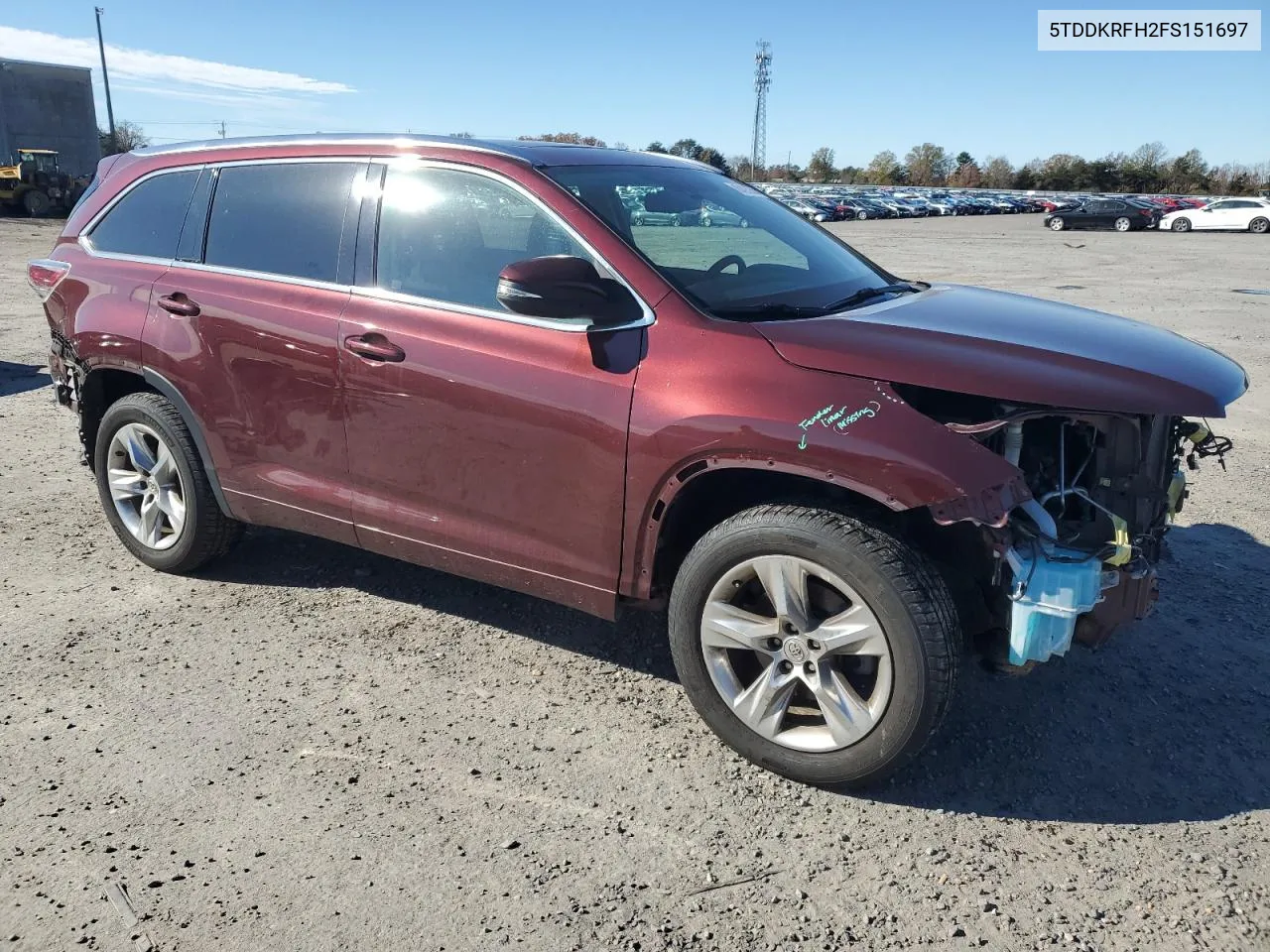 2015 Toyota Highlander Limited VIN: 5TDDKRFH2FS151697 Lot: 80495354