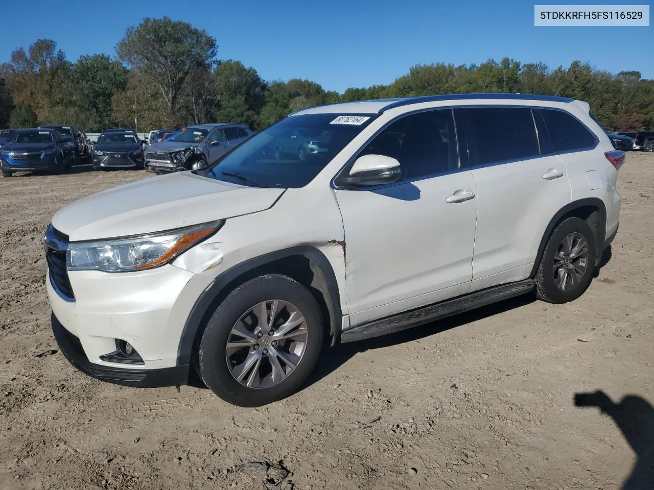 2015 Toyota Highlander Xle VIN: 5TDKKRFH5FS116529 Lot: 80762164