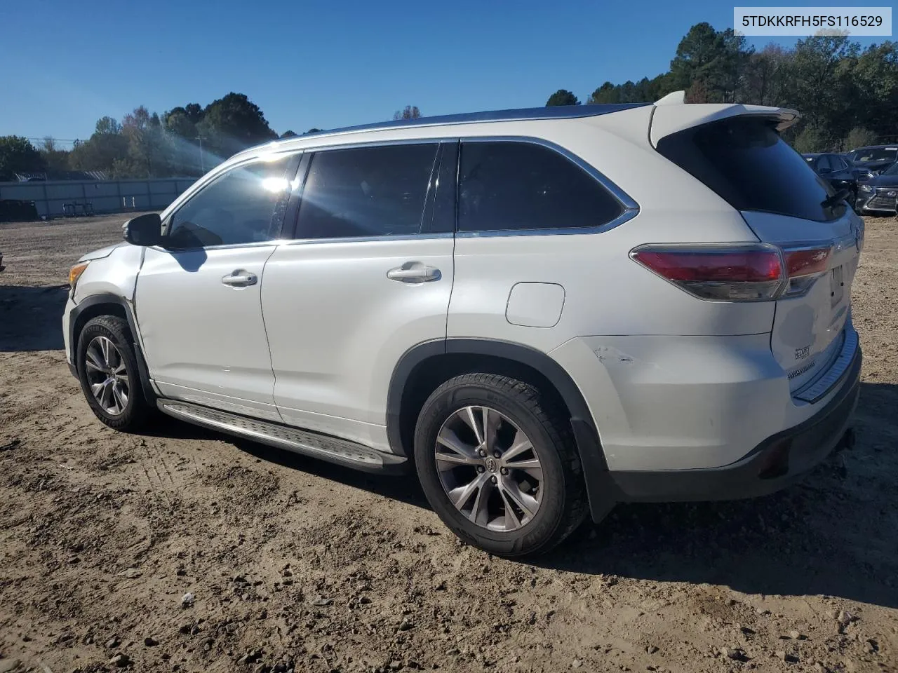 2015 Toyota Highlander Xle VIN: 5TDKKRFH5FS116529 Lot: 80762164