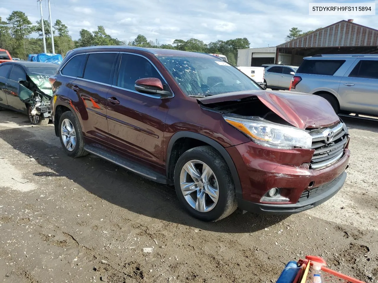 2015 Toyota Highlander Limited VIN: 5TDYKRFH9FS115894 Lot: 81154644