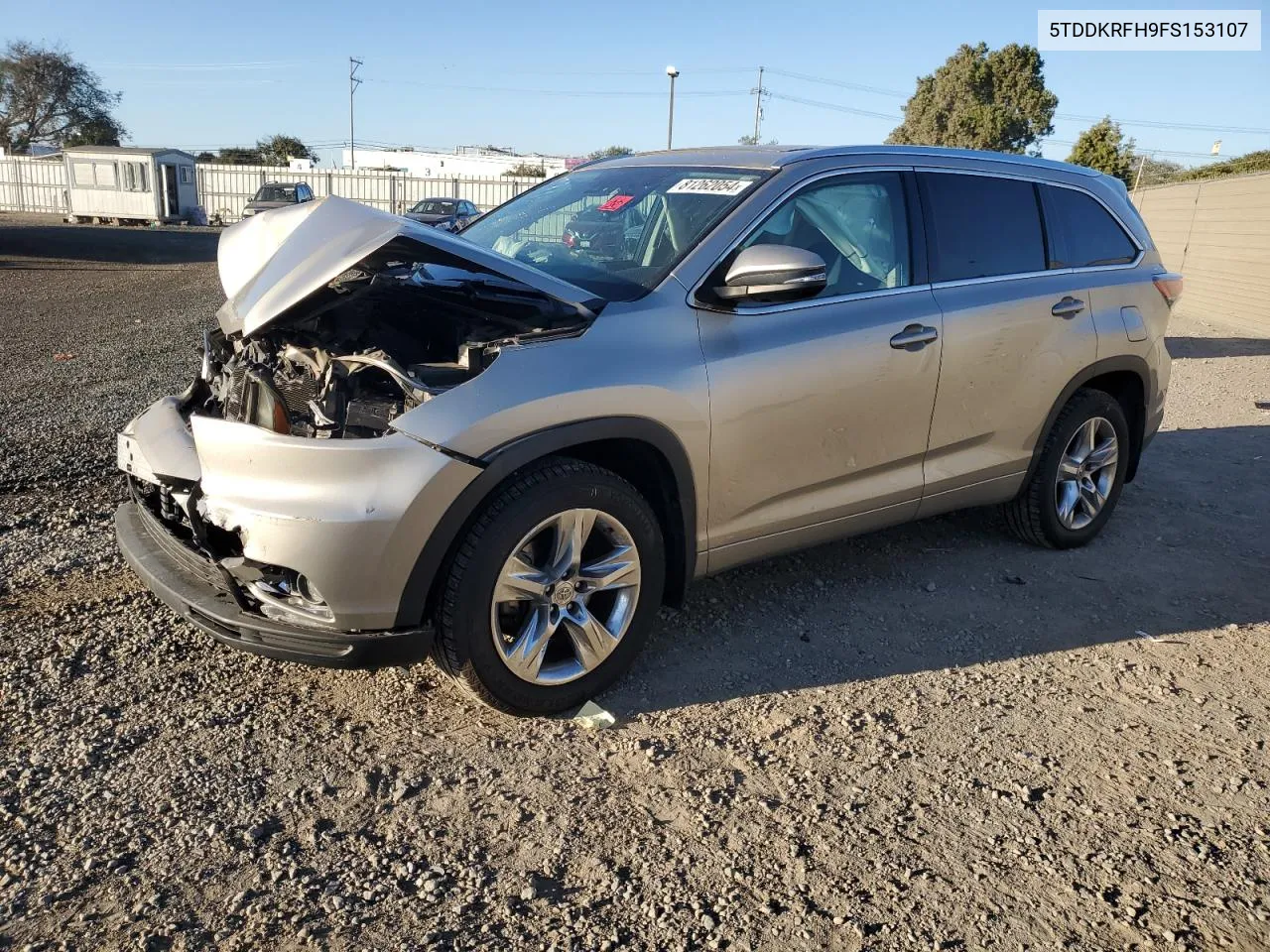 2015 Toyota Highlander Limited VIN: 5TDDKRFH9FS153107 Lot: 81262054