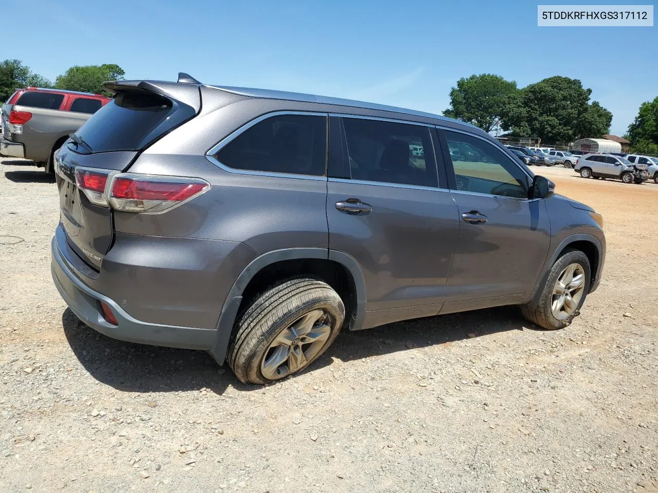 2016 Toyota Highlander Limited VIN: 5TDDKRFHXGS317112 Lot: 56510524