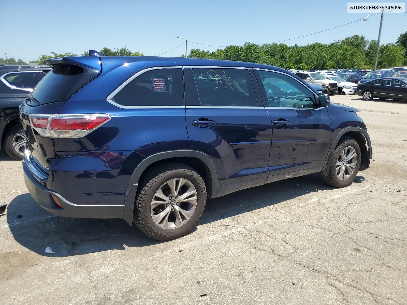 2016 Toyota Highlander Le VIN: 5TDBKRFH8GS346096 Lot: 61912114