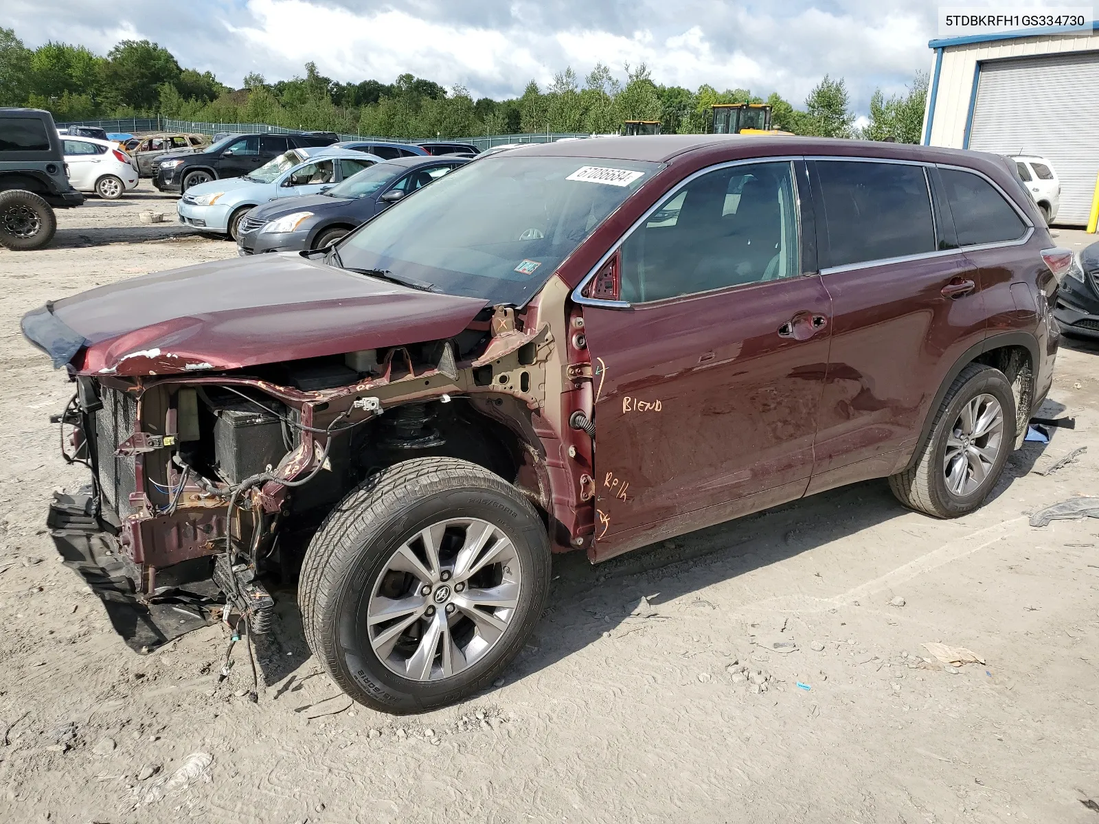 2016 Toyota Highlander Le VIN: 5TDBKRFH1GS334730 Lot: 67086684