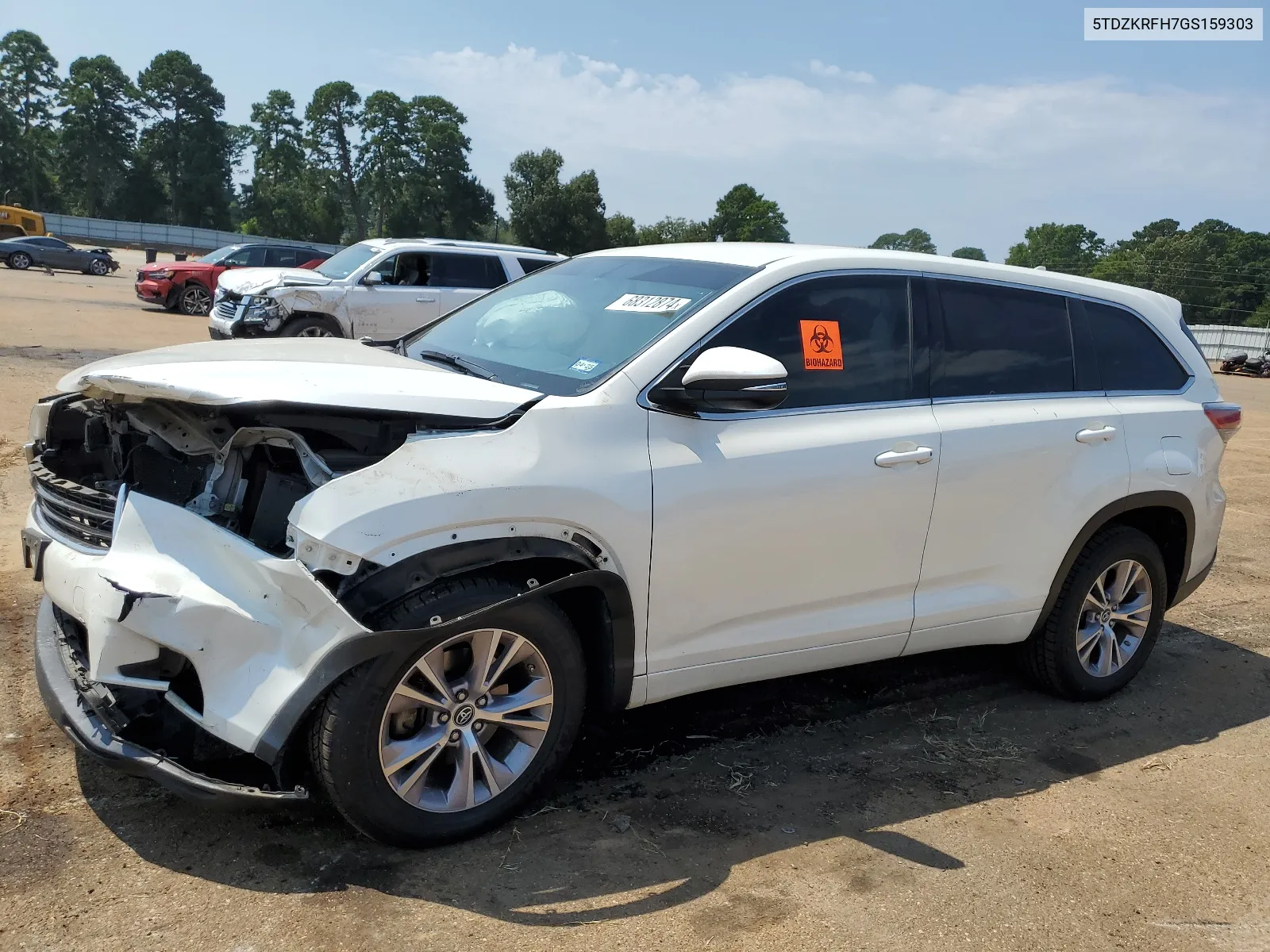 2016 Toyota Highlander Le VIN: 5TDZKRFH7GS159303 Lot: 68312874