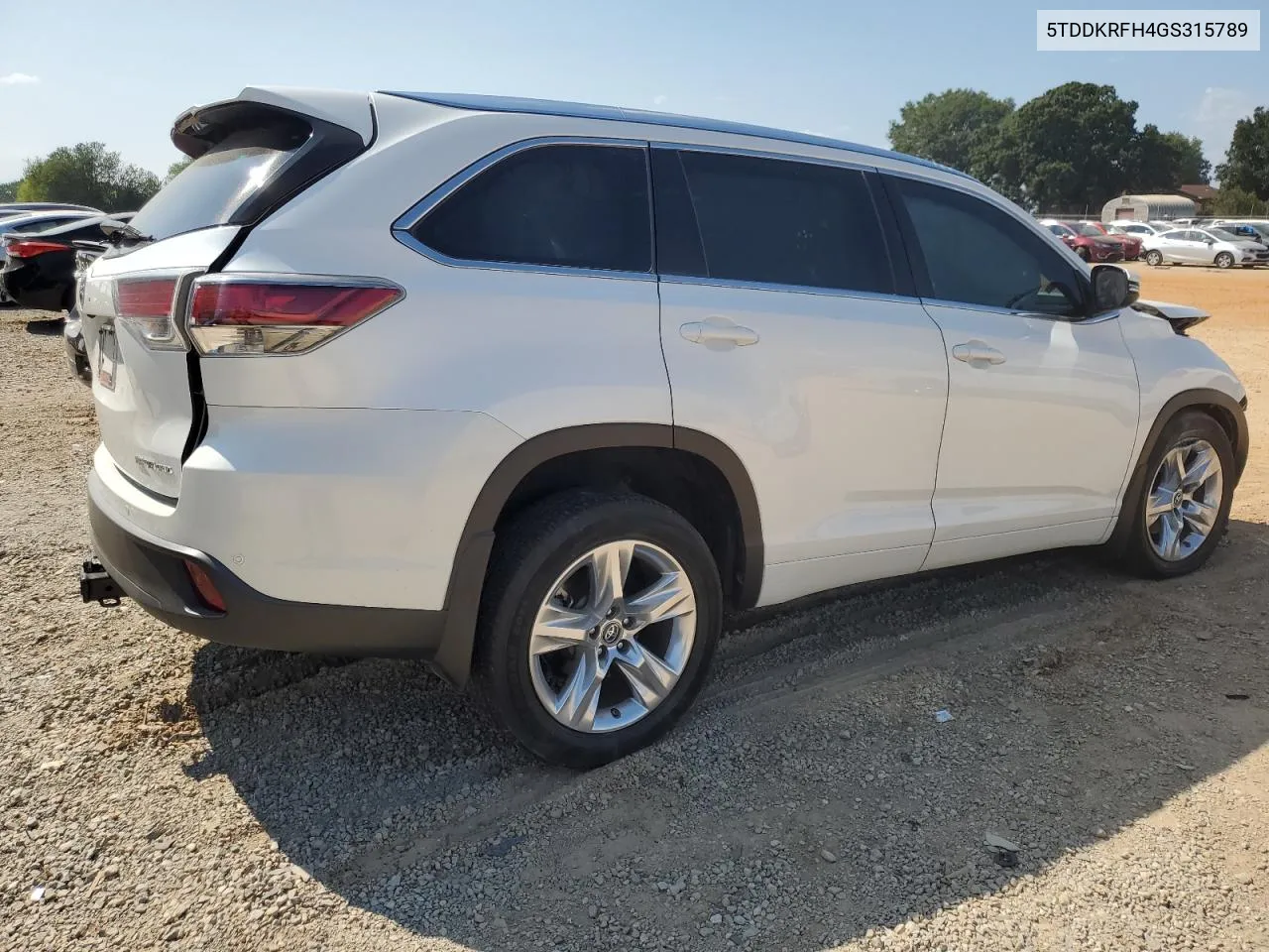 2016 Toyota Highlander Limited VIN: 5TDDKRFH4GS315789 Lot: 68581974