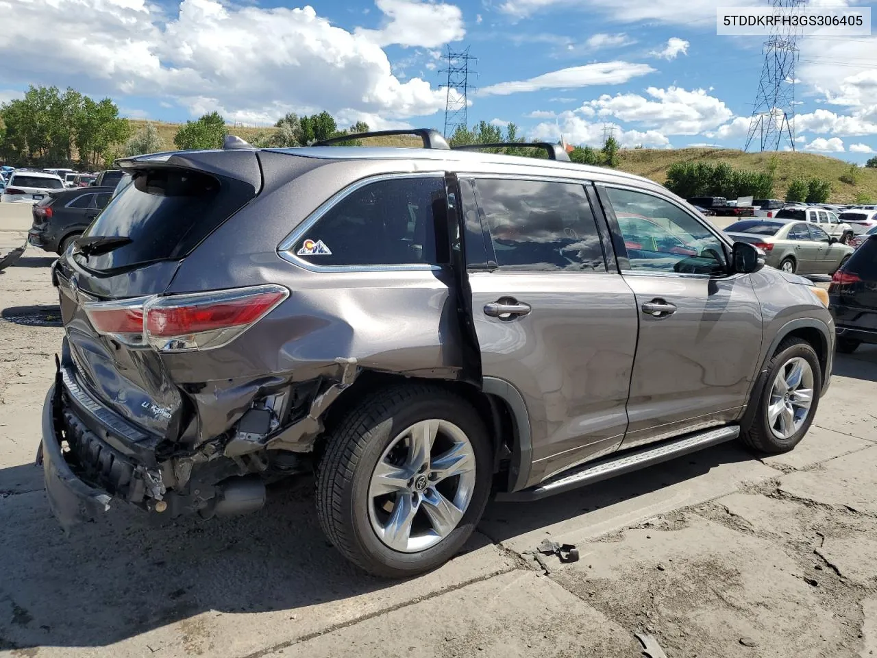 2016 Toyota Highlander Limited VIN: 5TDDKRFH3GS306405 Lot: 68723344