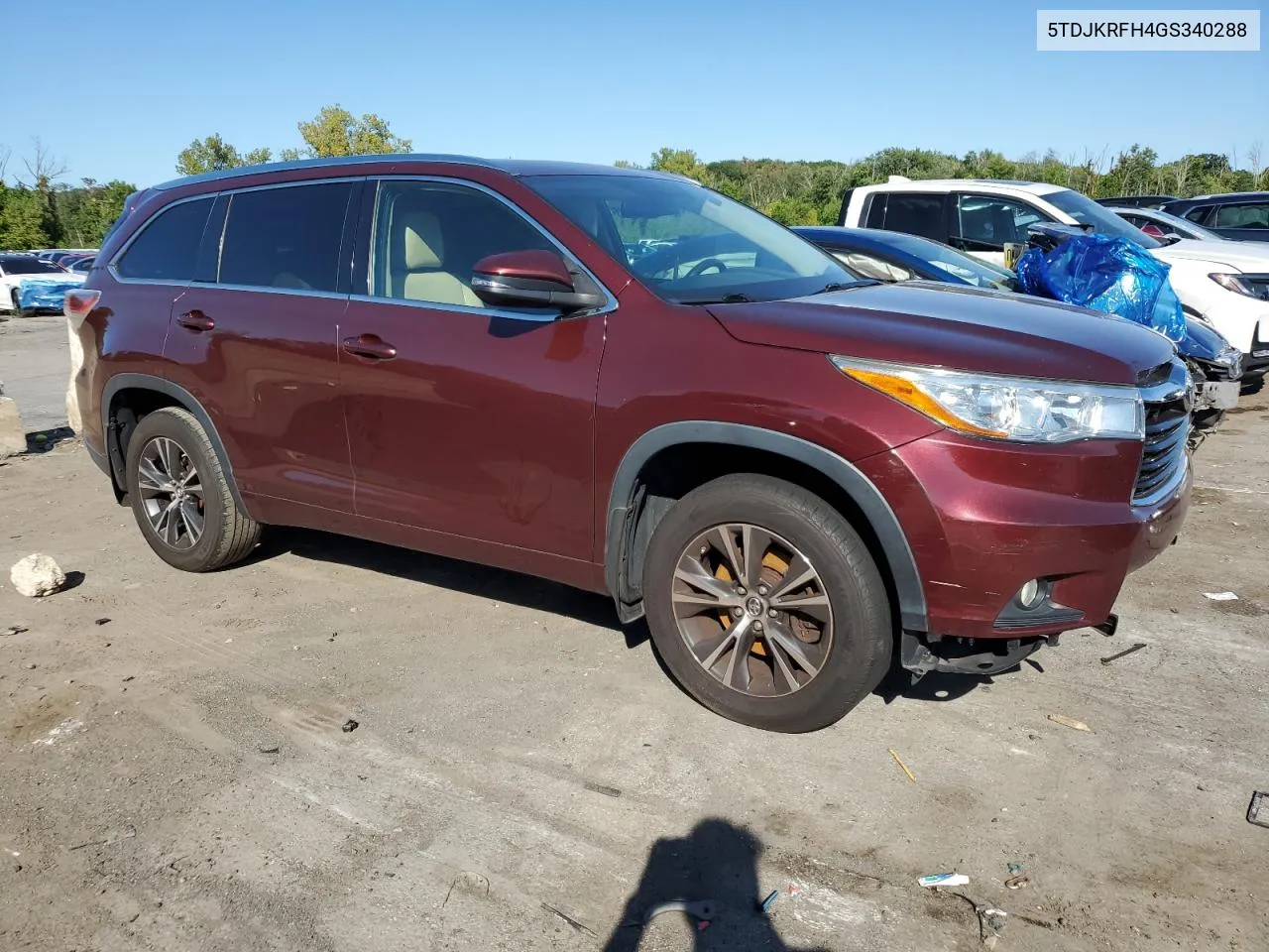 2016 Toyota Highlander Xle VIN: 5TDJKRFH4GS340288 Lot: 68737794