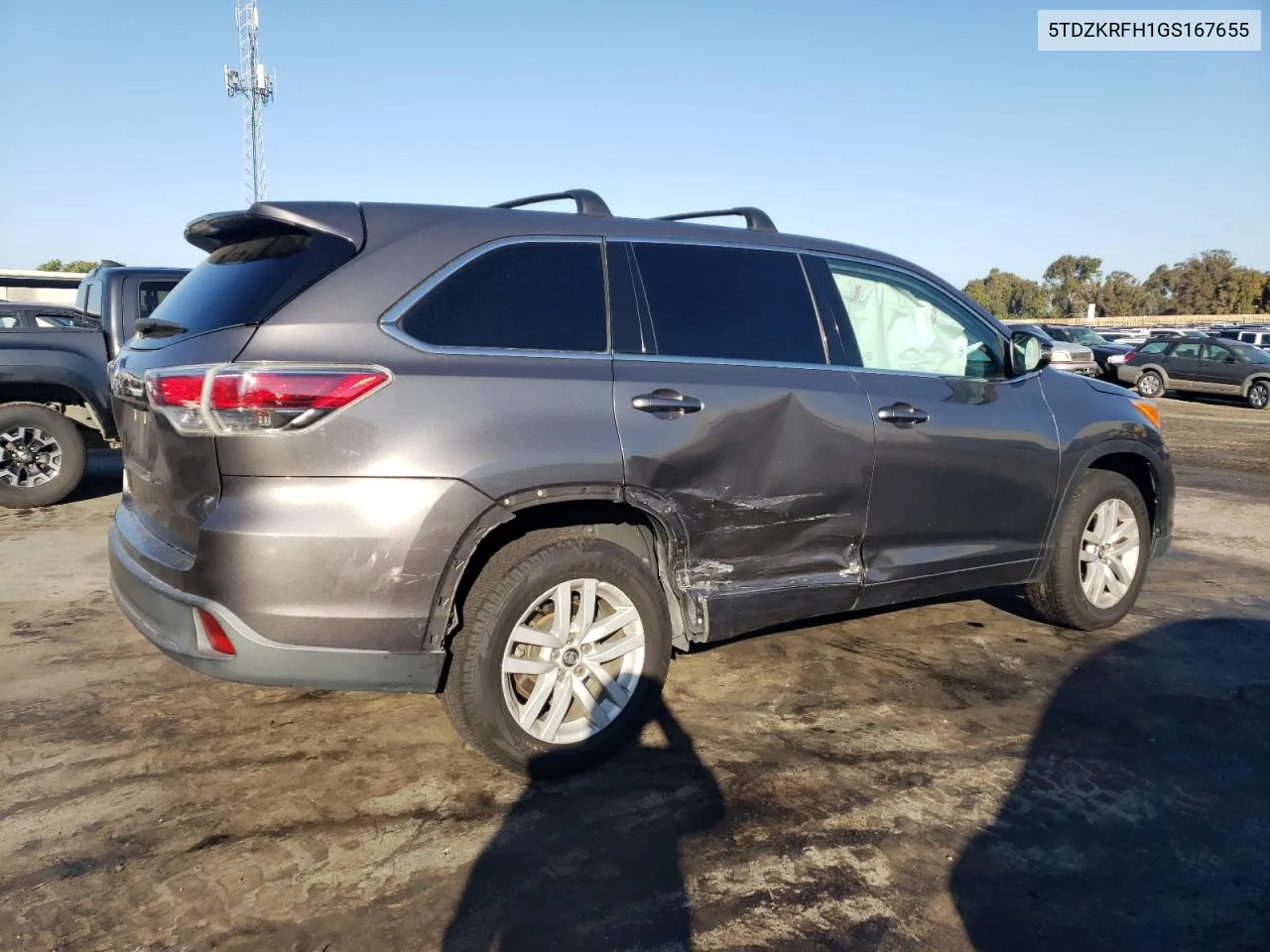 2016 Toyota Highlander Le VIN: 5TDZKRFH1GS167655 Lot: 68758754