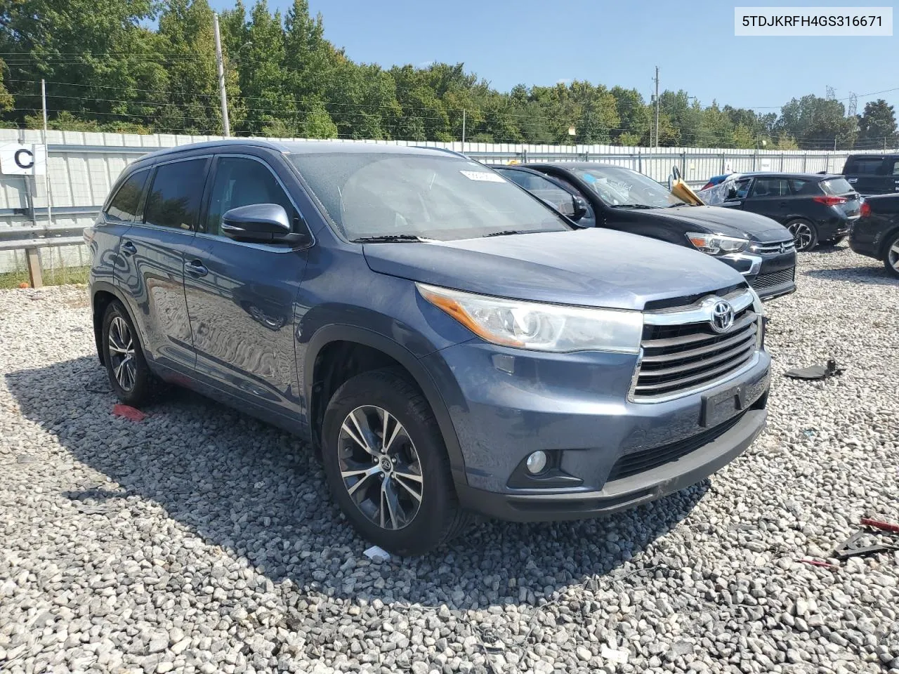 5TDJKRFH4GS316671 2016 Toyota Highlander Xle