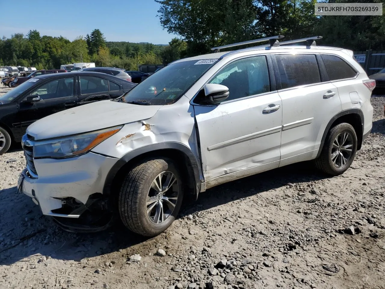 2016 Toyota Highlander Xle VIN: 5TDJKRFH7GS269359 Lot: 69532584