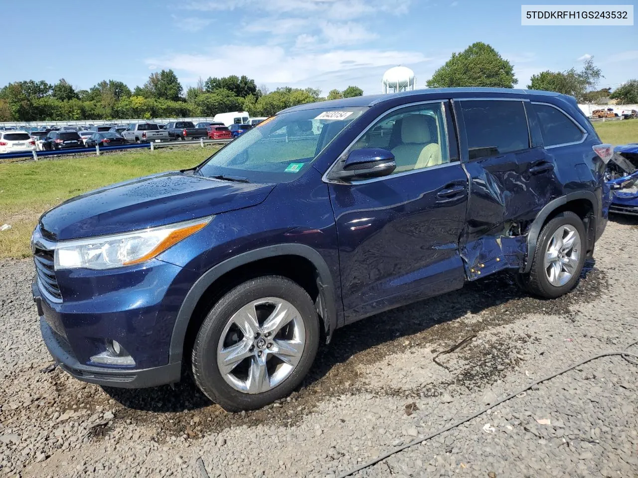 2016 Toyota Highlander Limited VIN: 5TDDKRFH1GS243532 Lot: 70433154