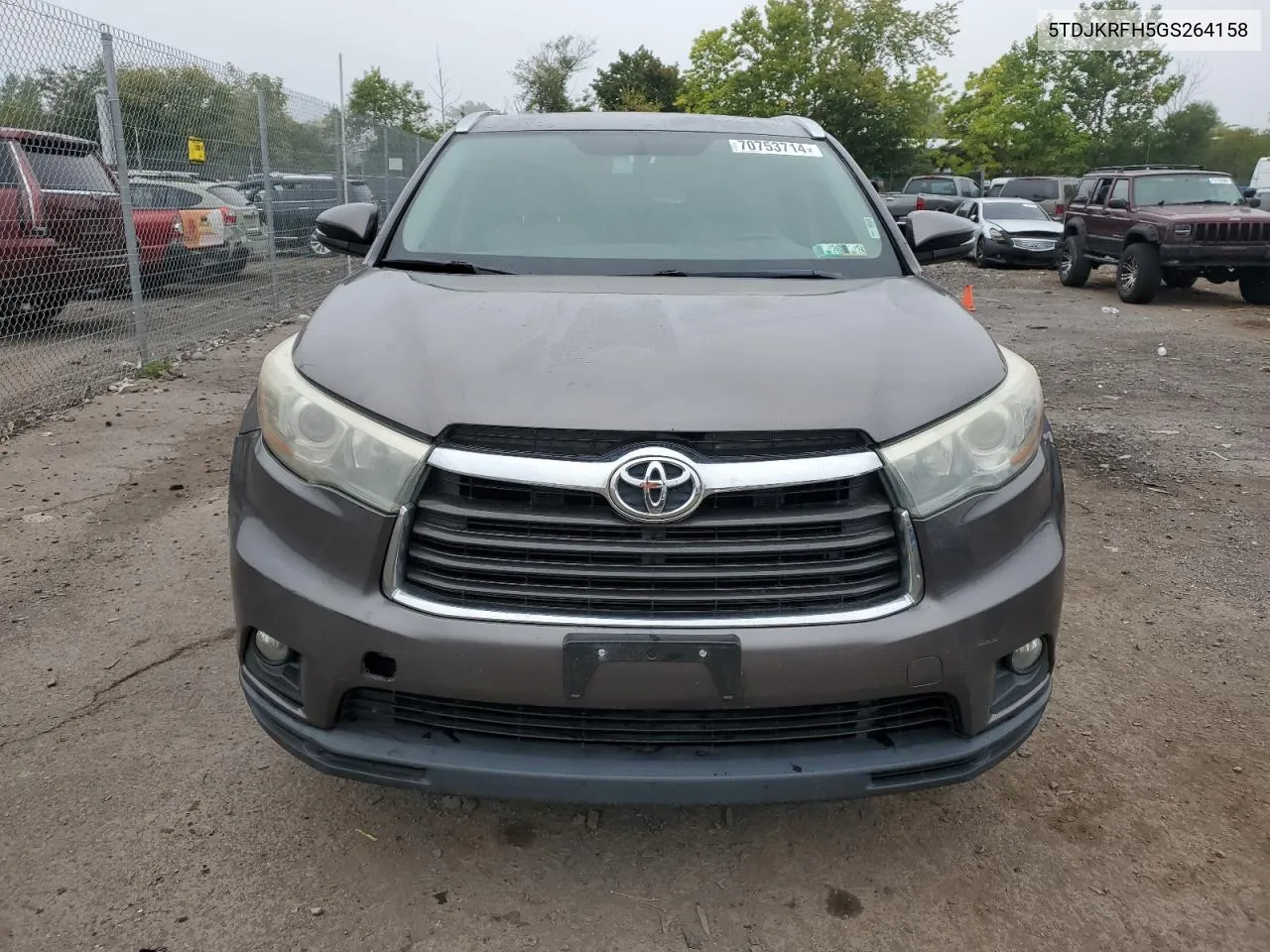 2016 Toyota Highlander Xle VIN: 5TDJKRFH5GS264158 Lot: 70753714