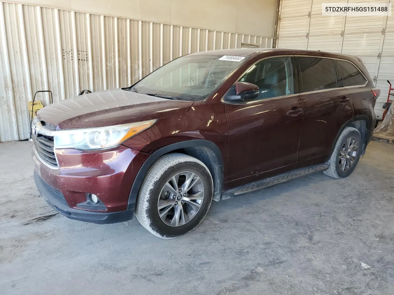 2016 Toyota Highlander Le VIN: 5TDZKRFH5GS151488 Lot: 71666444