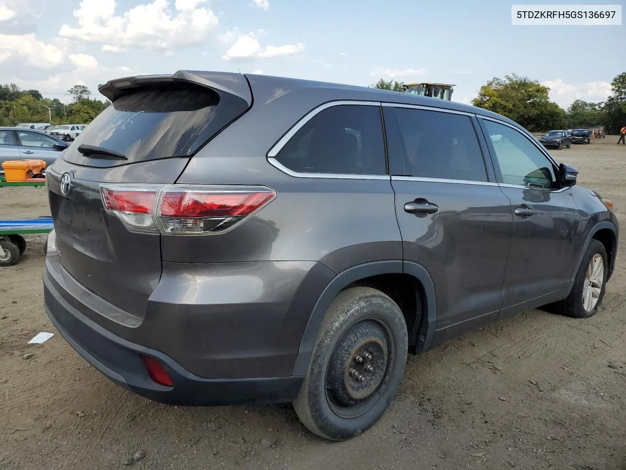 2016 Toyota Highlander Le VIN: 5TDZKRFH5GS136697 Lot: 72311334